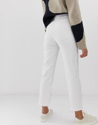 white straight fit jeans