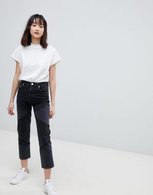 black straight leg jeans