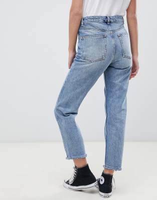 ASOS DESIGN florence authentic straight leg jeans in light stone wash MBLUE