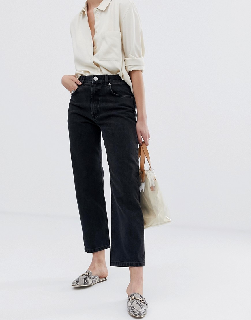 ASOS DESIGN Florence authentic straight leg jeans in washed black