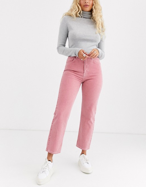 ASOS DESIGN Florence authentic straight leg jeans in washed coral