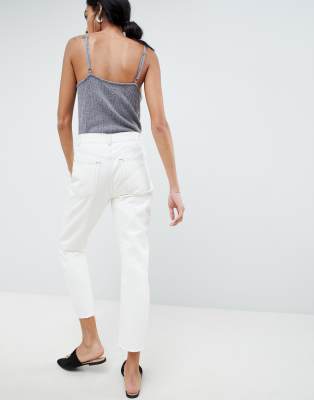 white straight fit jeans