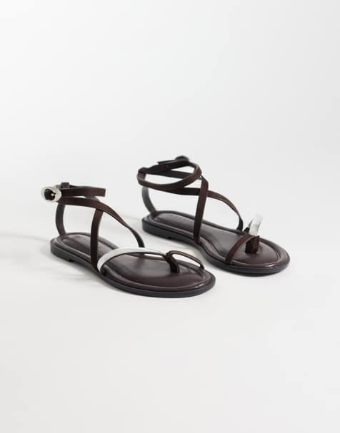 ASOS DESIGN - Florence - Chokoladebrune sandaler med tårem og stropper - view 1