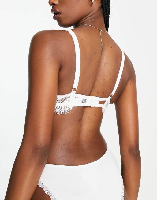 ASOS DESIGN - Florence - Soutien-gorge de mariée en dentelle avec armatures et bordures zig zag - Blanc, 2 de 4