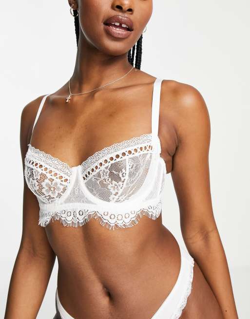 ASOS DESIGN - Florence - Soutien-gorge de mariée en dentelle avec armatures et bordures zig zag - Blanc, 3 de 4
