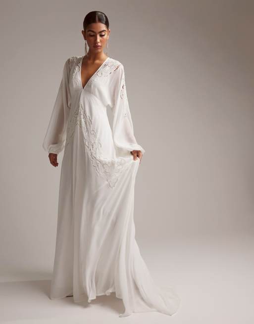 ASOS DESIGN Florence Vestito da sposa a maniche lunghe con