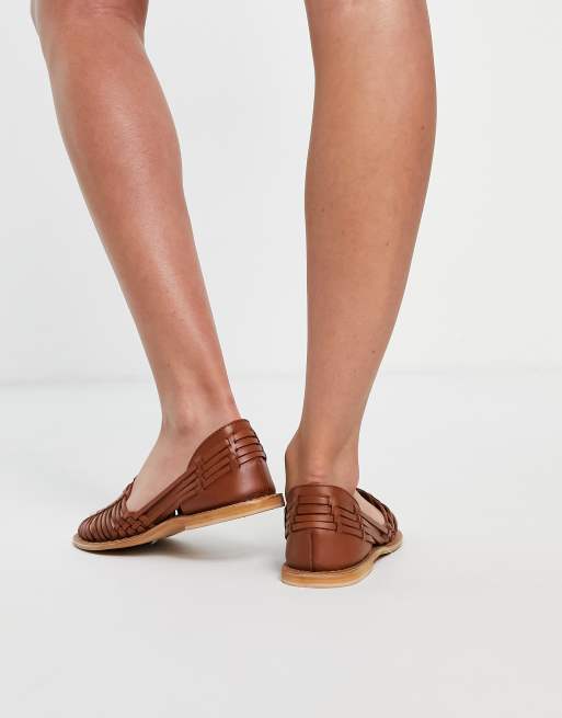 ASOS DESIGN – Florentine – Ljusbruna flätade lädersandaler med bred passform, 4 av 4