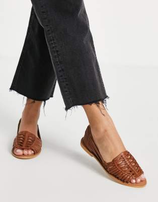 ASOS MONUMENT Leather Woven Flat Shoes