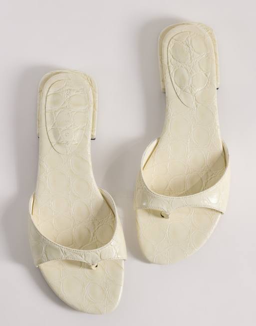 ASOS DESIGN - Florida - Sandales à entredoigt - Blanc croco, 4 de 4