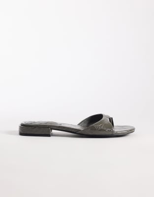 Asos Design Florida Toe Thong Sandal In Gray