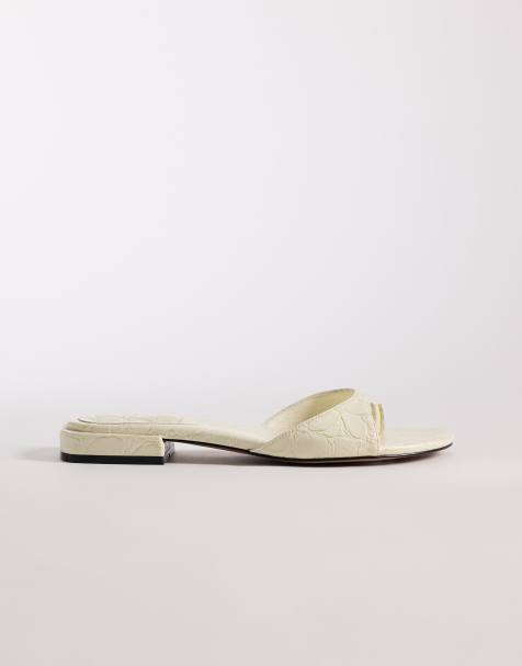ASOS DESIGN Florida toe thong sandal in white croc - view 1