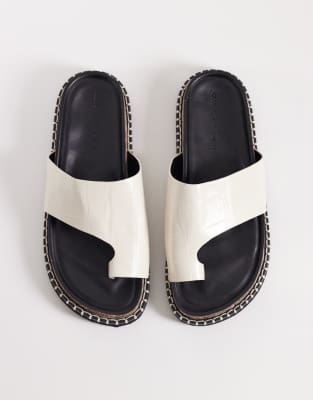 Asos Design Floris Toe Loop Flat Sandal In White