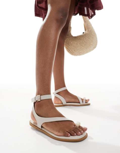 ASOS DESIGN - Florrie - Sandali bianco sporco modello infra-alluce con fascette sottili - view 1