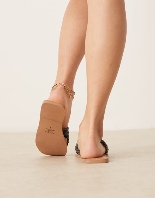 ASOS DESIGN - Flossie - Geweven platte sandalen in zwart, 3 van 4