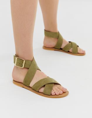 ASOS DESIGN Flossy leather cross strap 