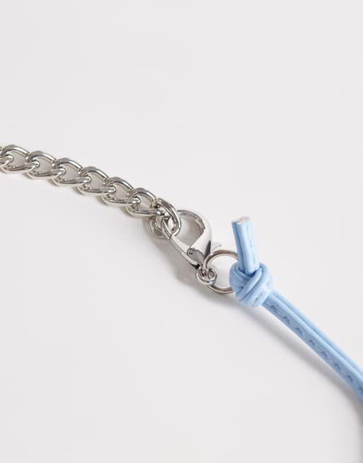 ASOS DESIGN flower and lipstick case necklace with charm details in blue, 4 of 4