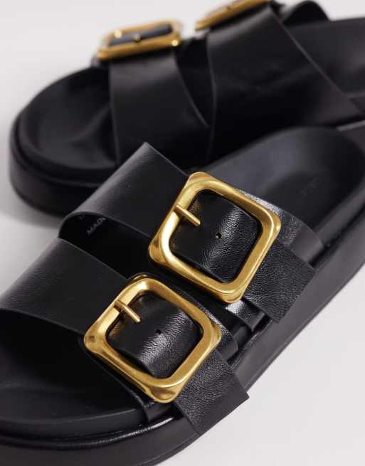 ASOS DESIGN – Floyd – Sandalen in Schwarz mit Fußbett und Oversize-Schnalle, 2 von 4