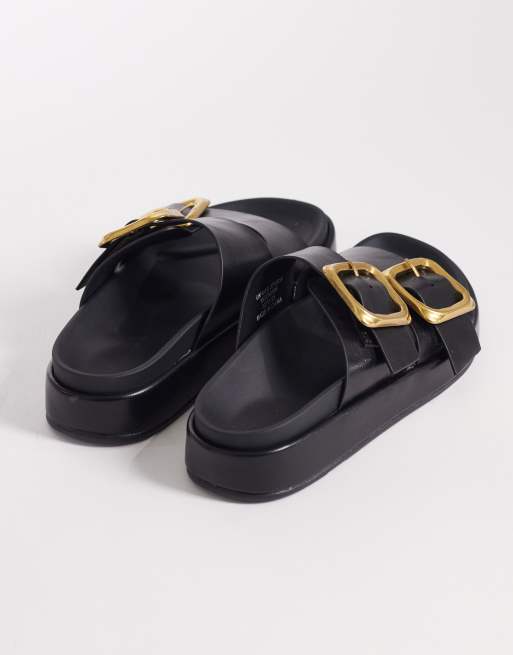 ASOS DESIGN – Floyd – Sandalen in Schwarz mit Fußbett und Oversize-Schnalle, 3 von 4