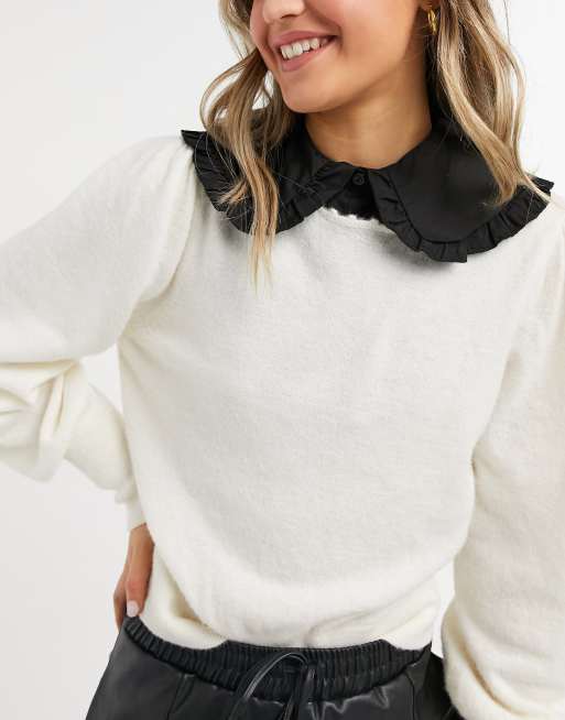 ASOS DESIGN - Flæsekrave i sort bomuld