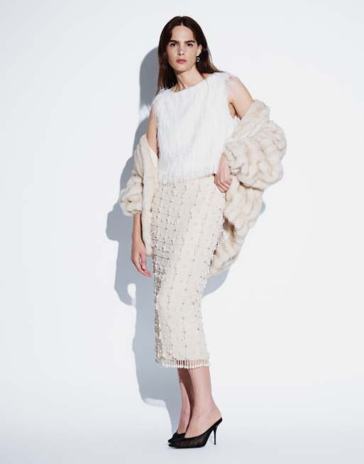 ASOS DESIGN fluffig ärmlös topp i elfenben, 2 av 4