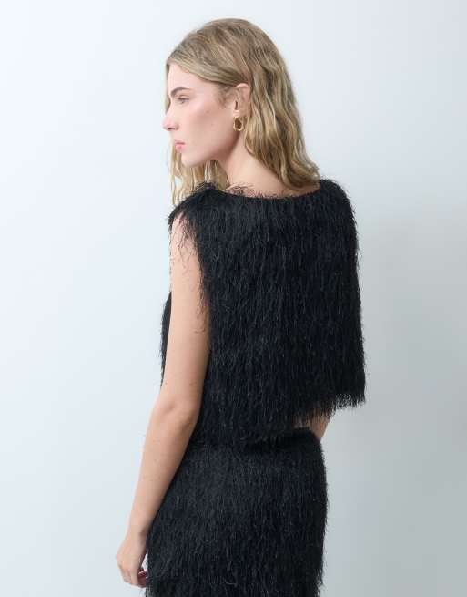 ASOS DESIGN fluffig ärmlös topp i svart, 4 av 4