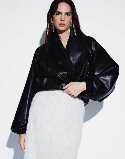 ASOS DESIGN fluffig maxikjol i elfenbensvit, 4 av 5