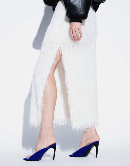 ASOS DESIGN fluffig maxikjol i elfenbensvit, 5 av 5