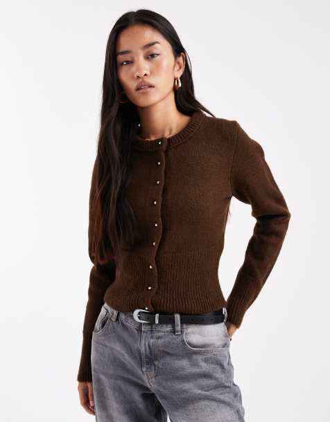 ASOS DESIGN – Fluffigt stickad kofta med figurnära passform - view 1