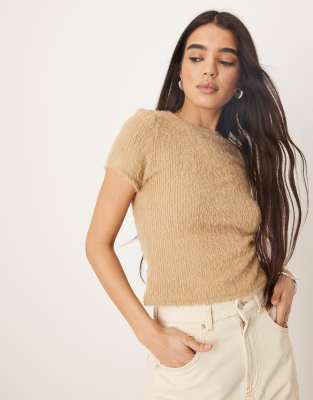 Asos Design Fluffy Baby Tee In Yellow