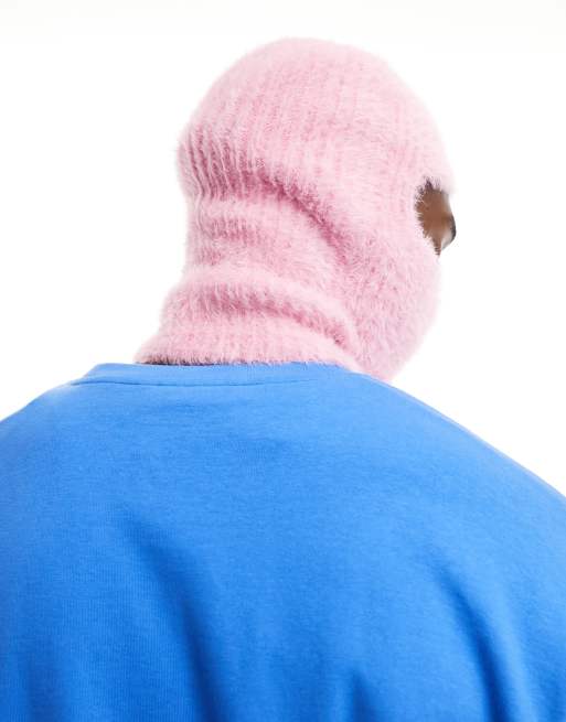 ASOS DESIGN fluffy balaclava in pink