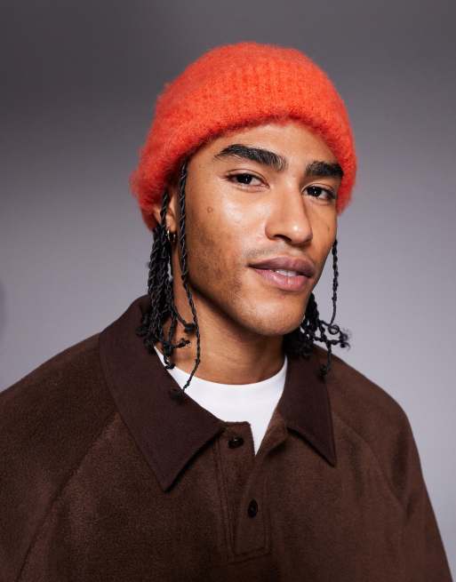 ASOS DESIGN fluffy beanie in red