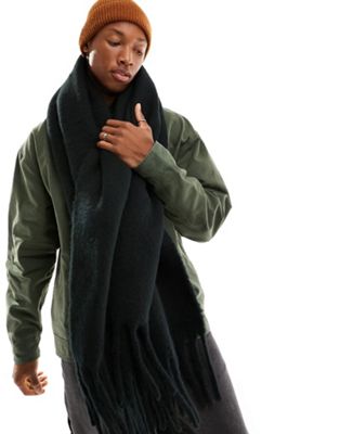 ASOS DESIGN fluffy blanket scarf in black