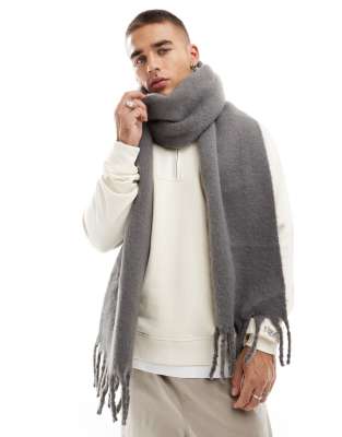 fluffy blanket scarf in gray