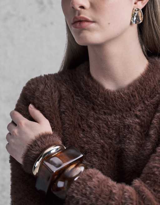 ASOS DESIGN fluffy body suit in chocolate, 4 of 4