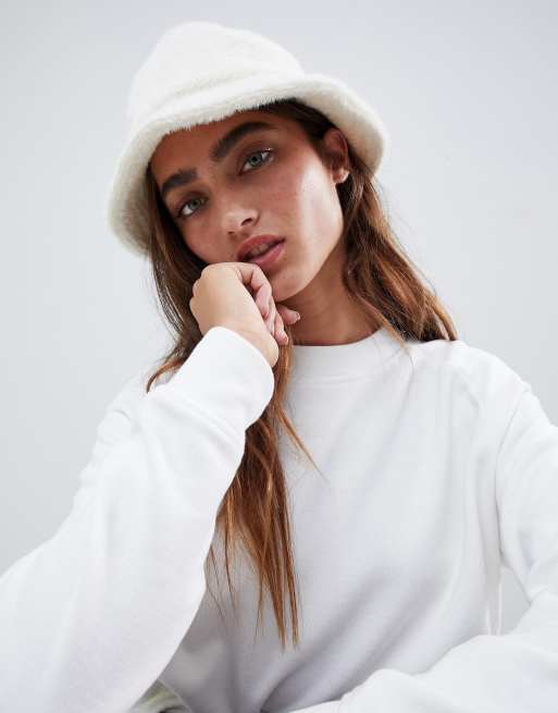 White fluffy clearance hat