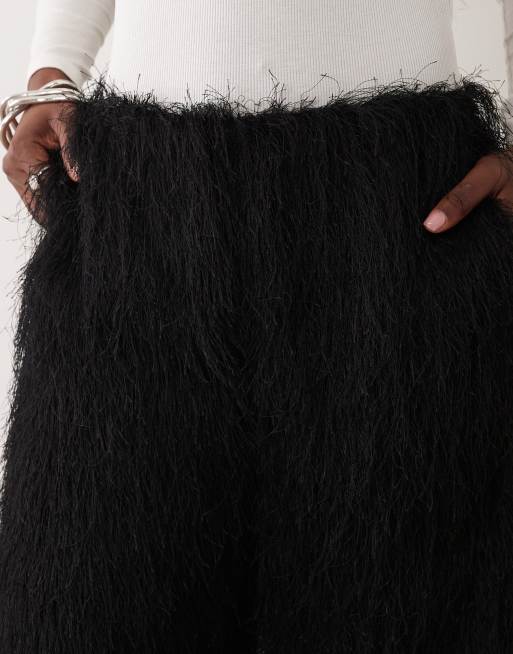 ASOS DESIGN fluffy bukser med brede ben i sort, 4 af 5