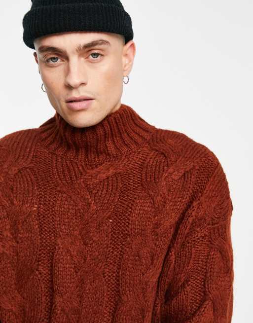 ASOS Design Cable Knit Roll Neck Sweater