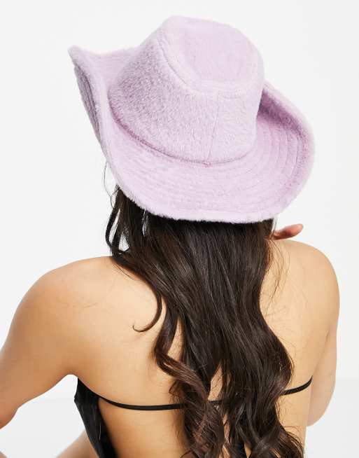 purple fluffy cowboy hat