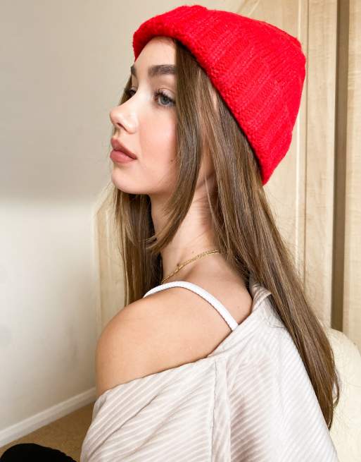 asos red beanie