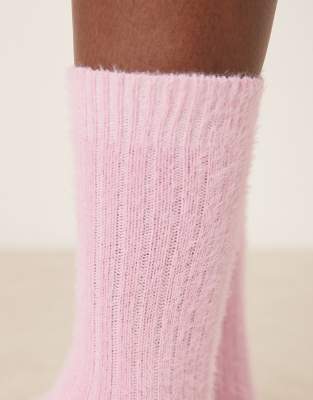 Asos Design Fluffy Eyelash Socks In Brown