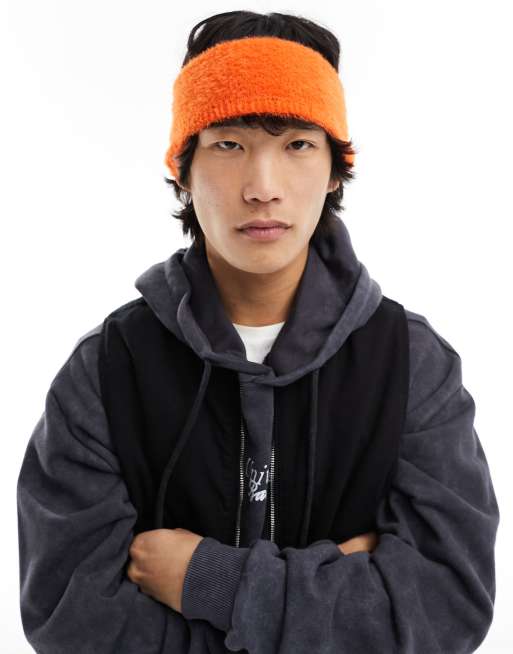 ASOS DESIGN fluffy headband in orange