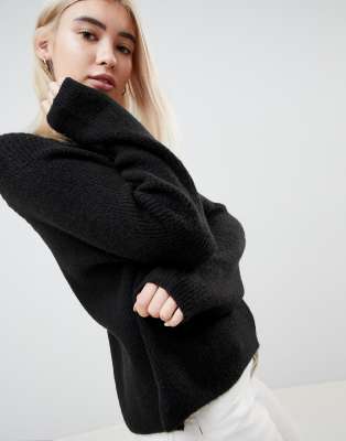 asos design fluffy jumper in rib