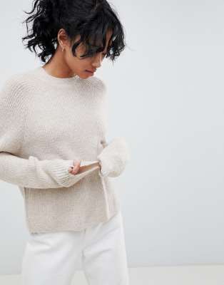 ASOS DESIGN fluffy jumper in rib-Beige