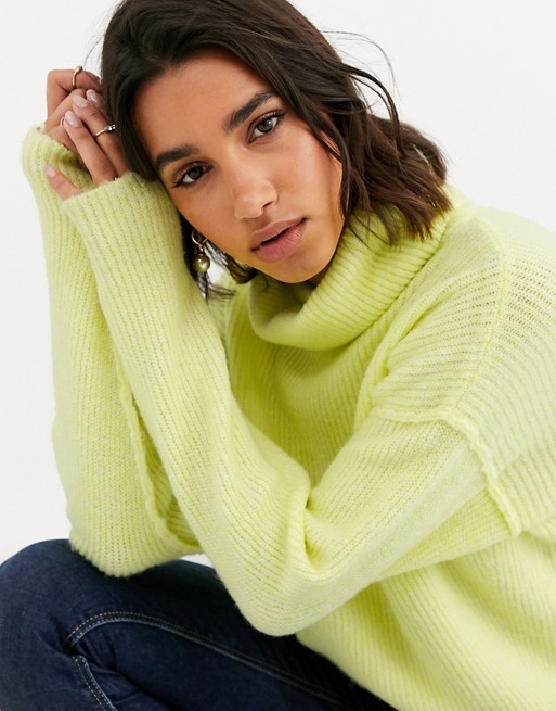 ASOS DESIGN fluffy jumper with cowl neck in recycled blend