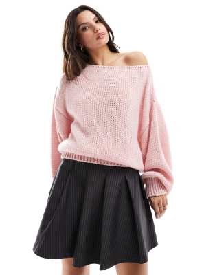 ASOS DESIGN sweater with cloud pattern in pink