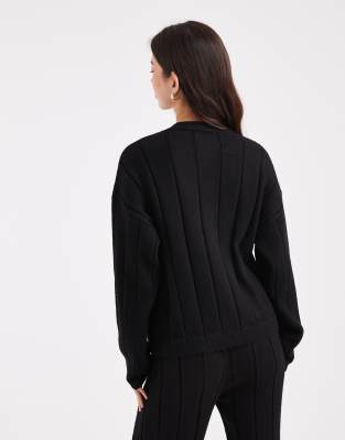 Asos Design Fluffy Knit Cardigan In Black