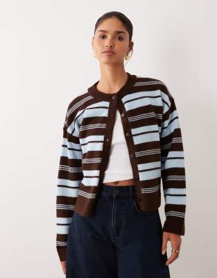 Asos Design Fluffy Knit Cardigan In Multi