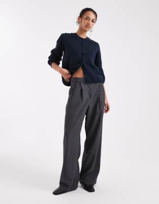 Asos Design Fluffy Knit Cardigan With Blouson Sleeve Detailing In Blue