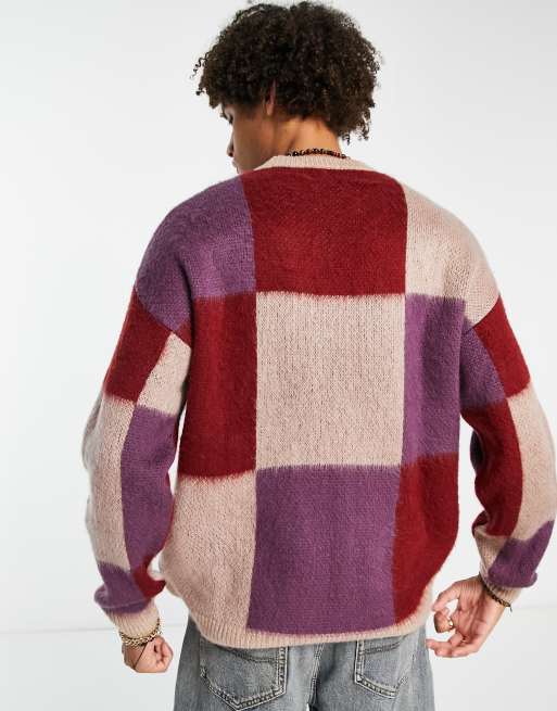 Fluffy deals Knit checkerboard Sweater