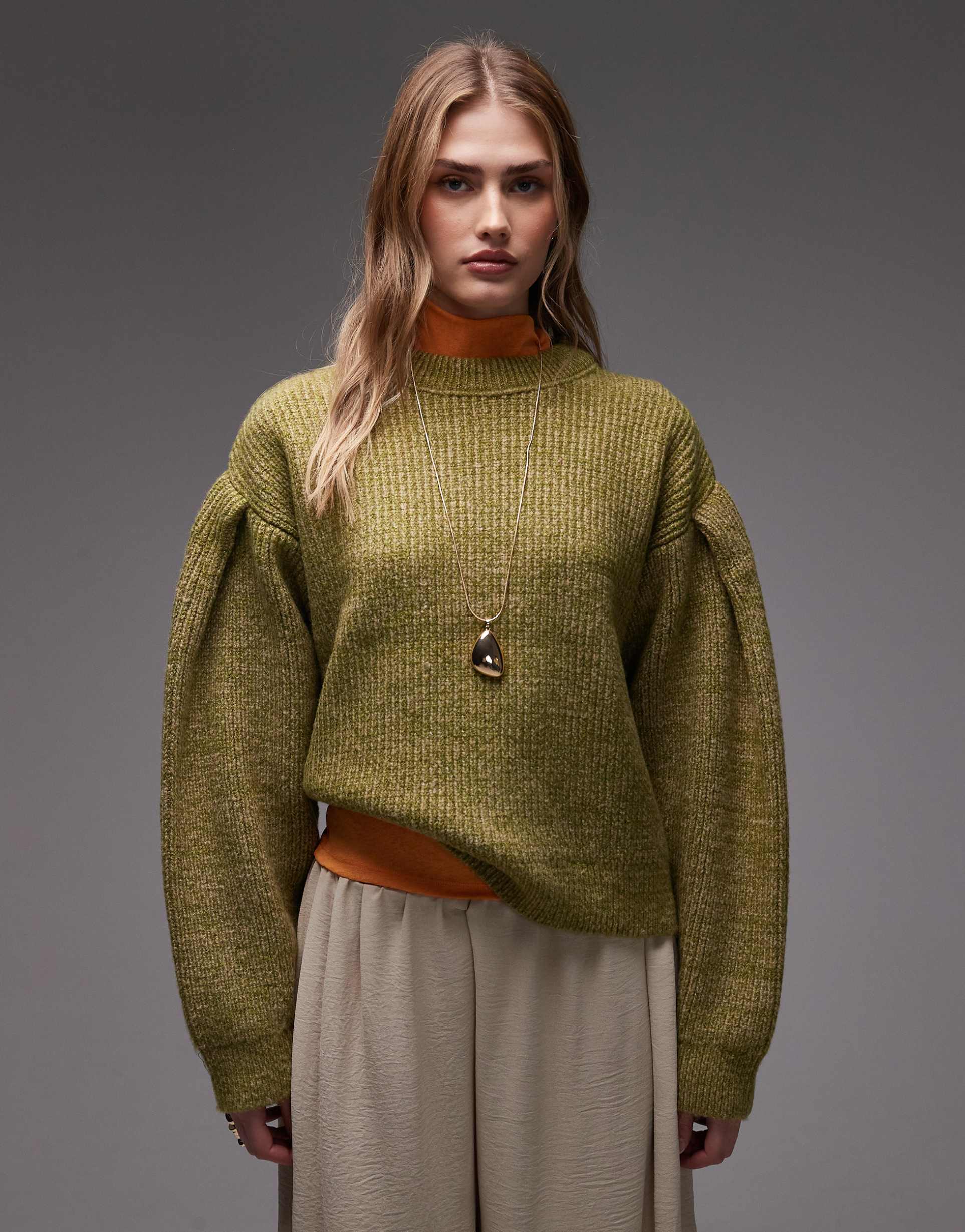 asos design fluffy knit crew neck sweater in twisted mocha